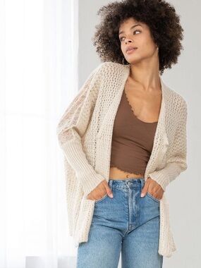 Roxy Open Knit Cream Cardigan